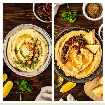 Hummusz - aszalt paradicsomos és kapribogyós változatban